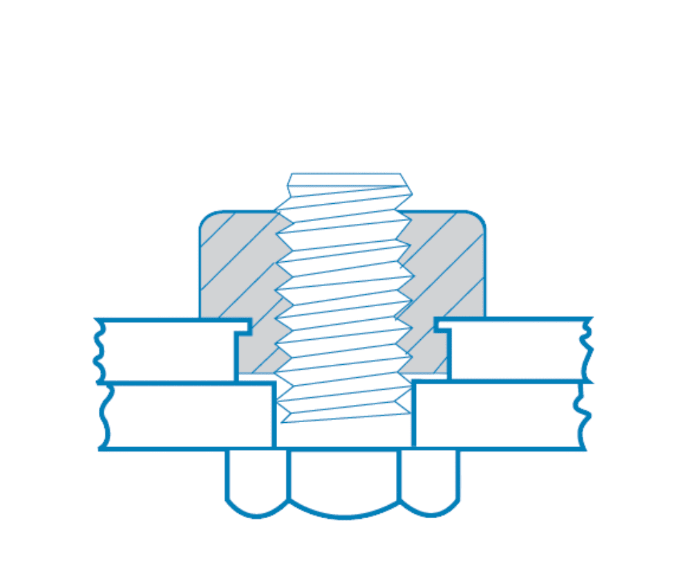 Close-up of Printed Circuit Board fastener for securing assemblies