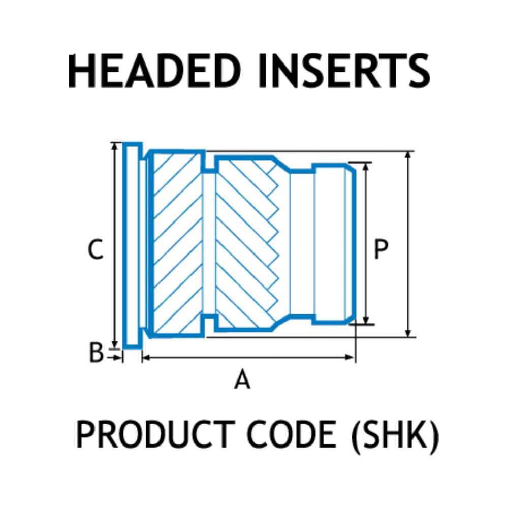Diagram showing Sonic Lok insert measurements