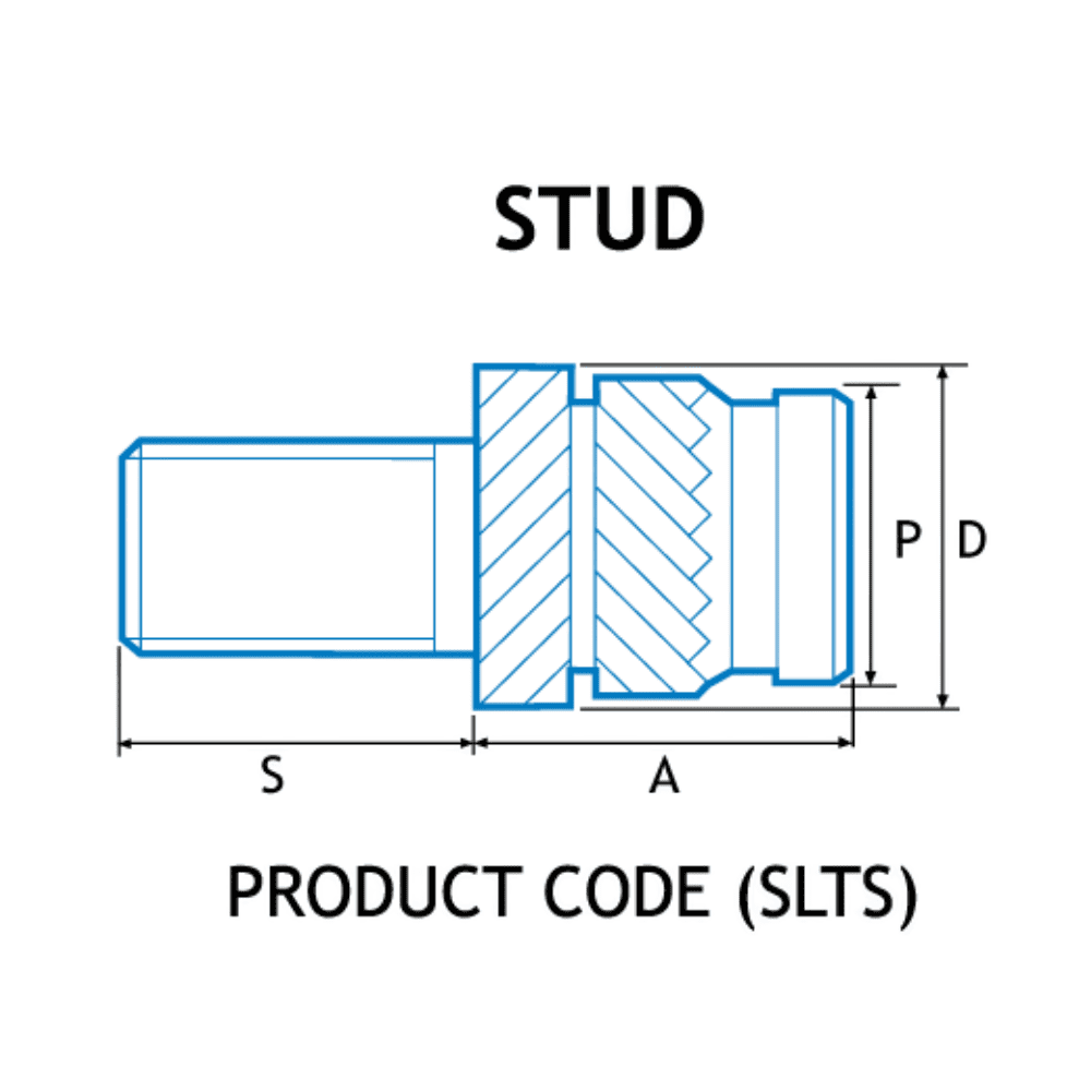 Diagram showing Sonic Lok stud measurements