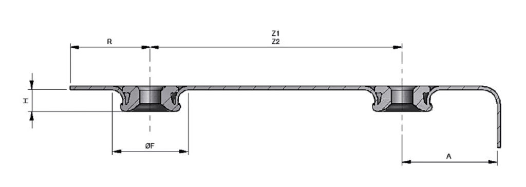 Diagram showing how to measure Flangeform Nuts