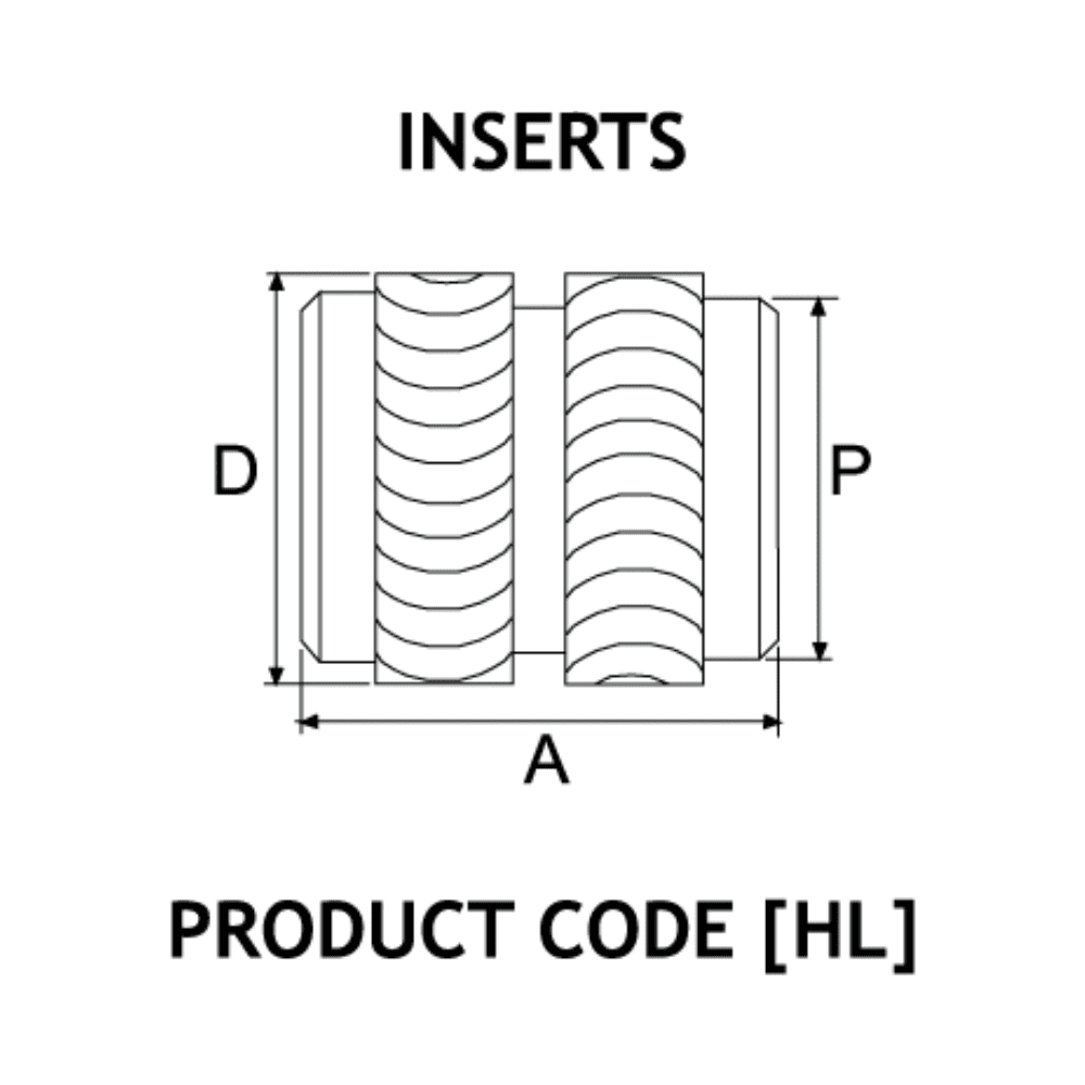 Diagram showing Heat Lok insert measurements