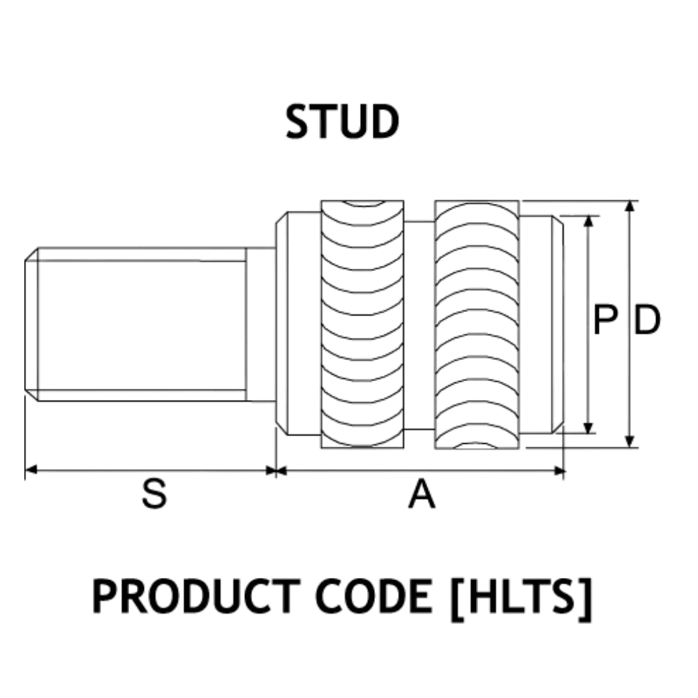 Diagram showing Heat Lok stud measurements
