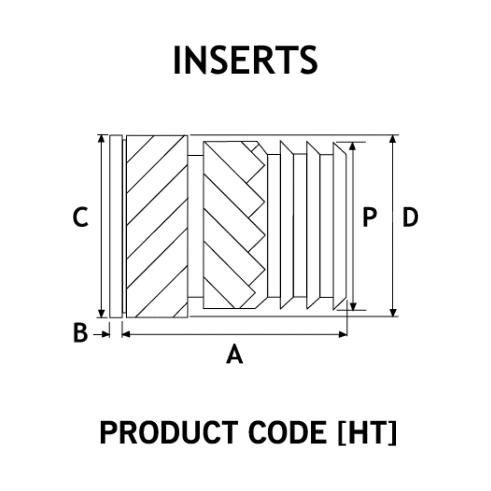 Diagram showing Hi-Tork insert measurements
