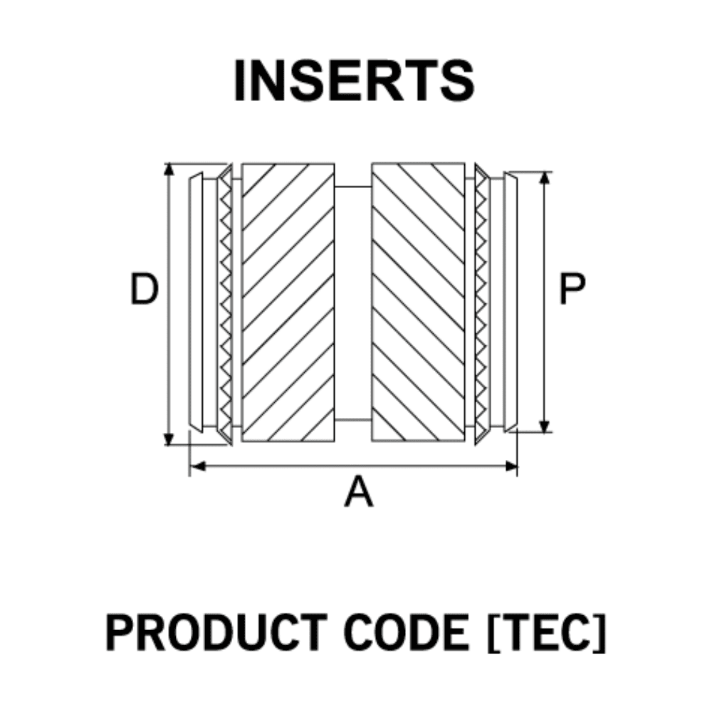 Diagram showing Tech Sonic insert measurements