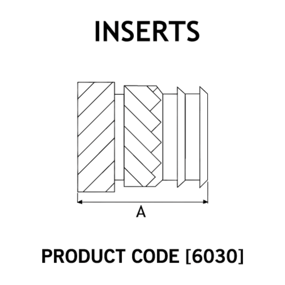 Diagram showing 6030 insert measurements