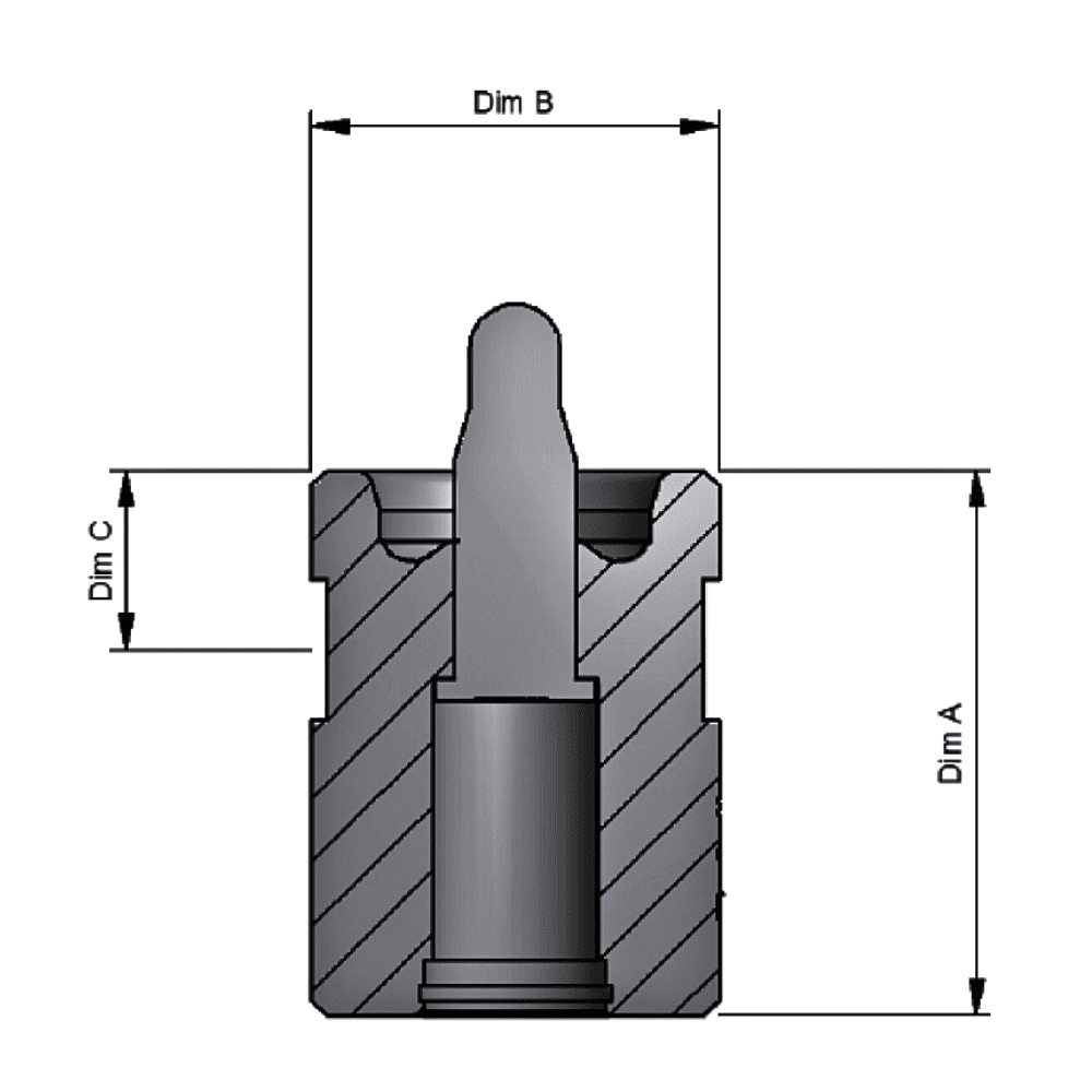 Diagram showing how to measure Mini Die Insertion Tool dimensions