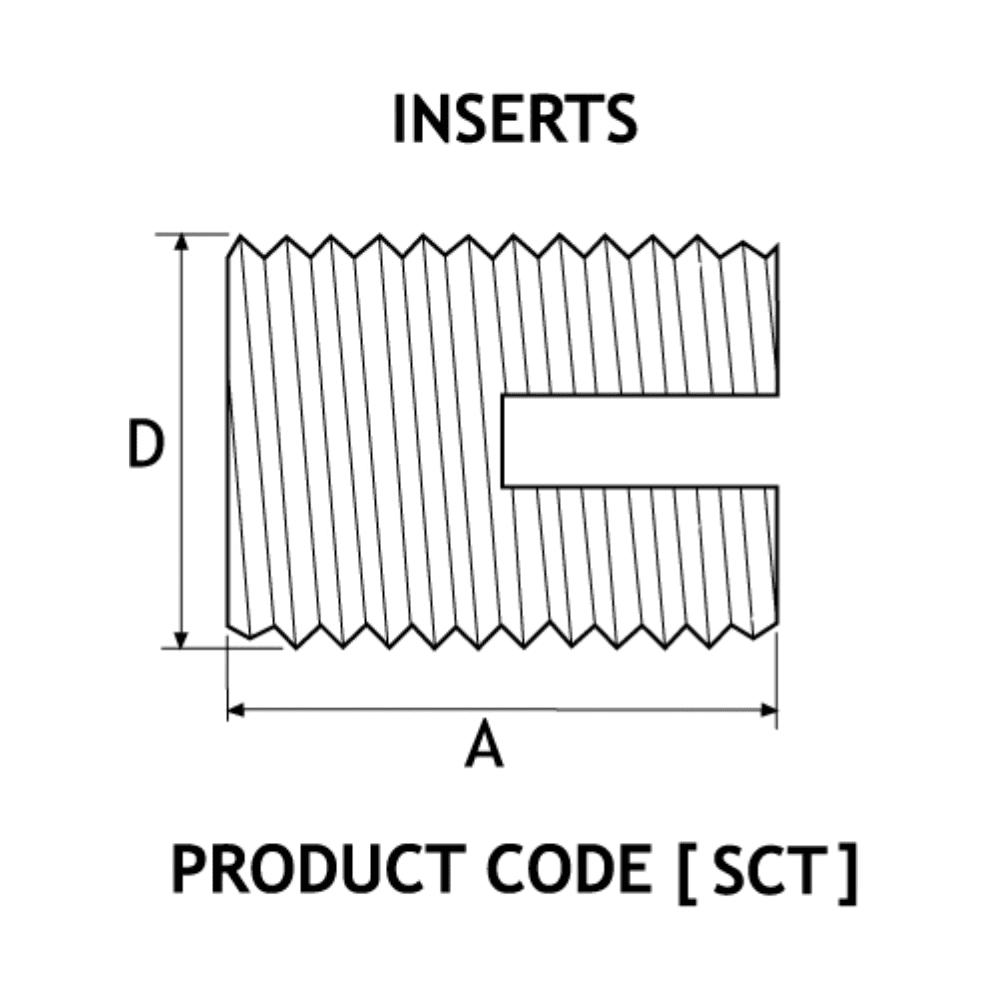 Diagram showing Screw Sert Insert measurements