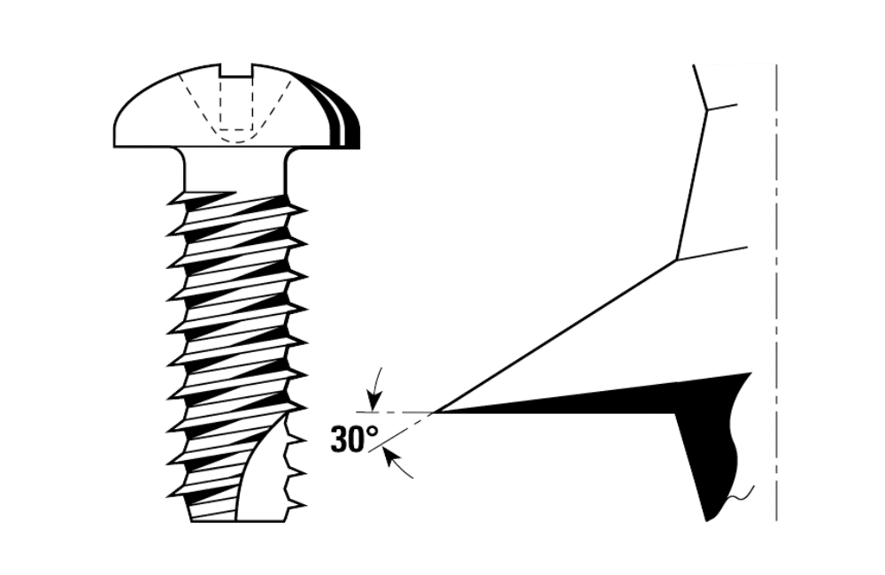 Diagram showing angle of Duro PT series' special shaped tooth