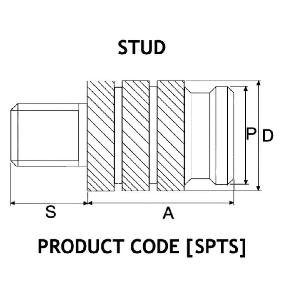 Diagram showing Spiro stud measurements