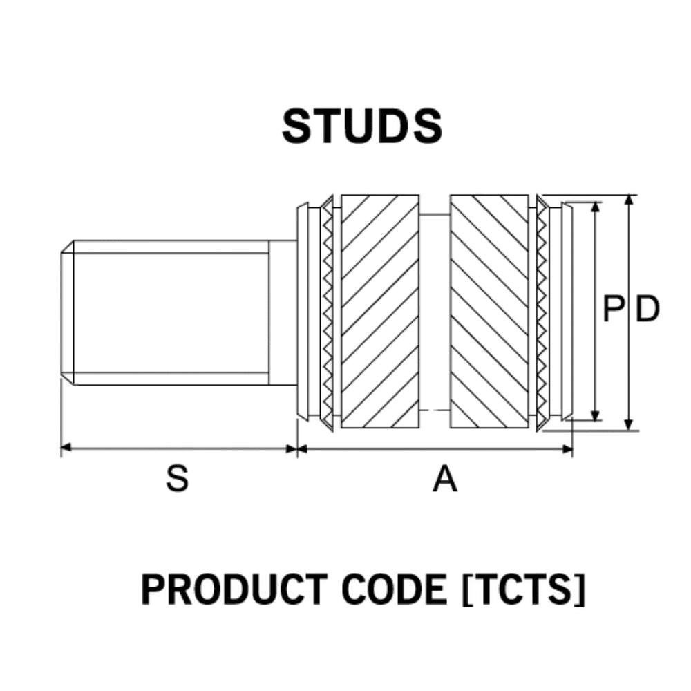 Diagram showing Tech Sonic stud measurements