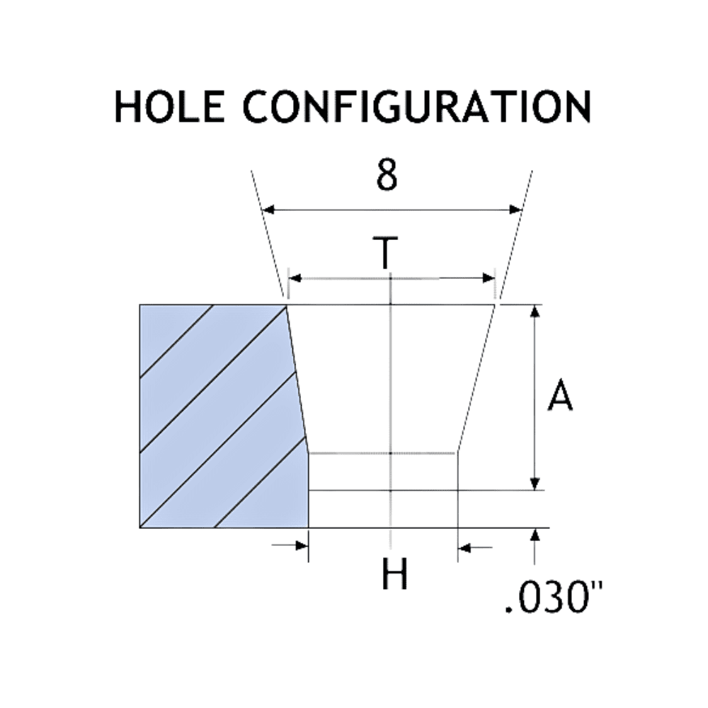 Diagram showing Taper X Hole configuration